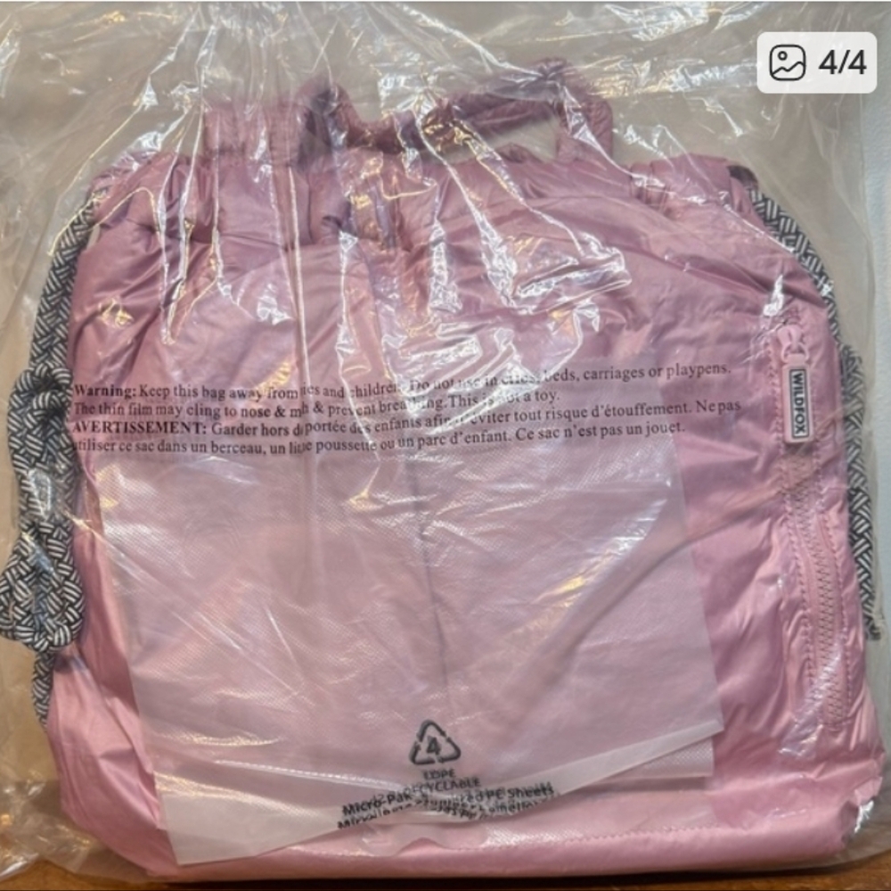 Wildfox Pink Drawstring Puffer Backpack - Picture 3 of 3